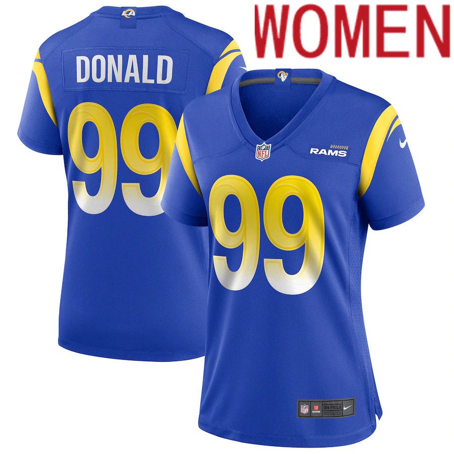 Women Los Angeles Rams 99 Aaron Donald Nike Royal Game NFL Jersey